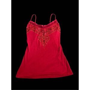 Fang Tank top with skinny straps and lace velvet sequins embellishment